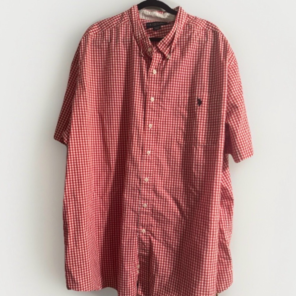 Polo by Ralph Lauren Red and White Gingham Short-Sleeve Button-Down Shirt